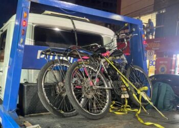 Bicicletas motorizadas apreendidas pela Polícia Militar durante operação em João Monlevade
