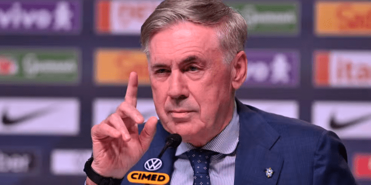 Carlo Ancelotti durante coletiva da Seleção Brasileira anunciando convocação