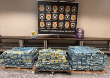 Cocaína apreendida pela Polícia Federal no Aeroporto de Confins em Minas Gerais